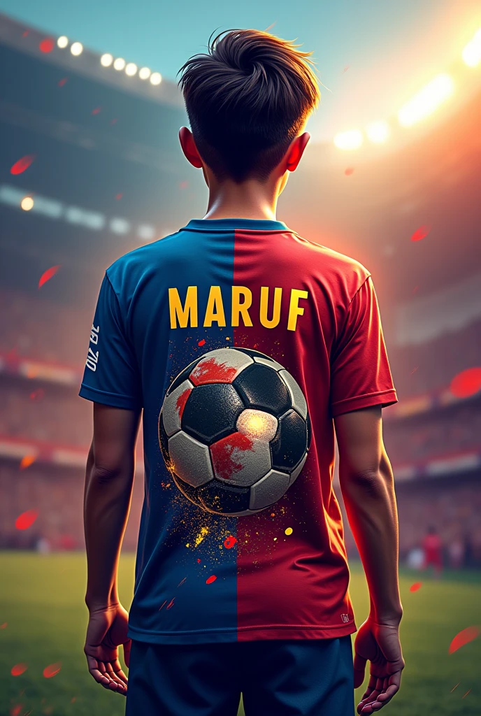 S-shirt name on back maruf.... And front of footboll 10 maruf