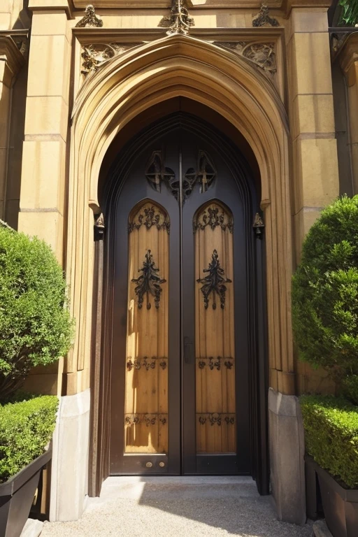 Gothic architecture、The exterior of the building is brown.、There is a little yellow、antique、Once you enter the gate, you'll find a large area with a path leading up to it.、There is a building at the end of the path、Victorian atmosphere、The gate is open and the path leads to the front door、Made of wood、The garden features a fountain, flowers, arches and plaster statues.、もっとThe entireお願い、Gothic castle feel!Solemn atmosphere、The entire、Overall, enough to include the garden