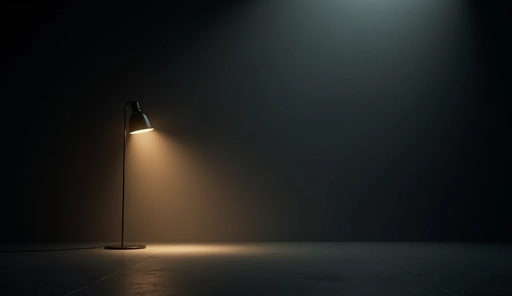Dark grey background with lamp light on a side