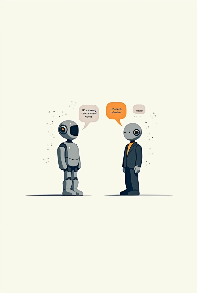 Graphic: An icon representing dialogue between humans and AI, with text bubbles showcasing AI understanding idiomatic expressions.
