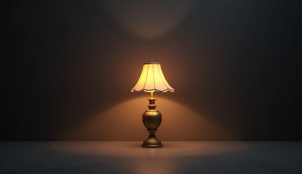 Dark grey background and beautiful lamp light.