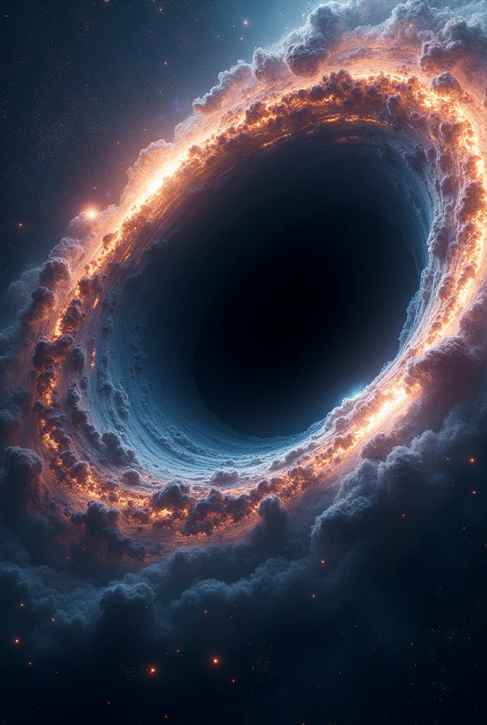 Create an ultra mega realistic image of a black hole , This image will be used as a cell phone wallpaper 