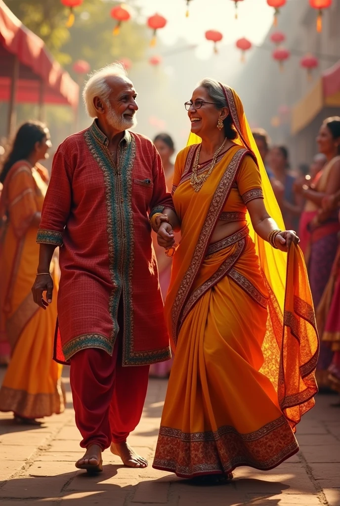 old couple doing garba