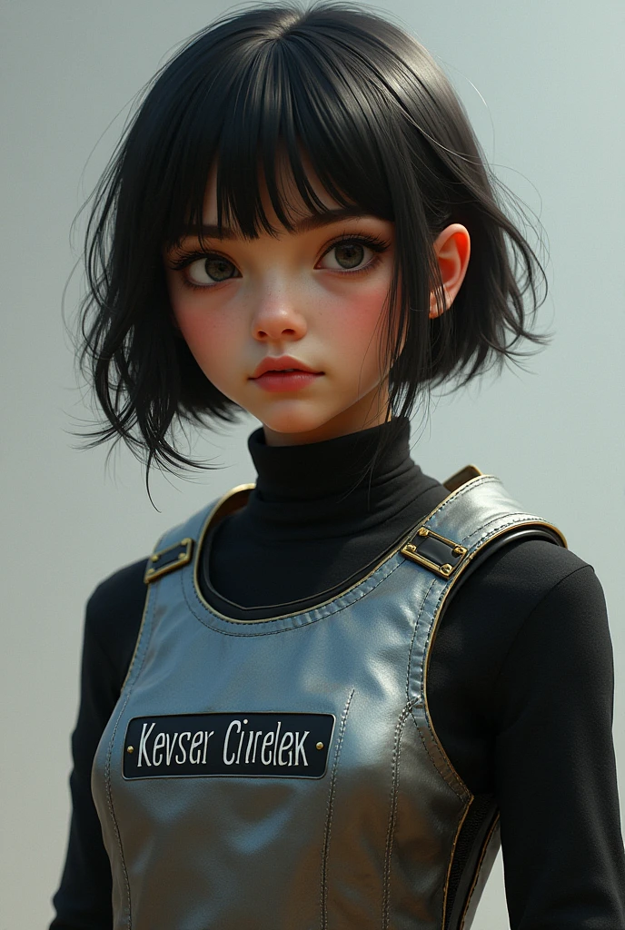 On the short haired girl, just write Kevser Civelek on the steel vest