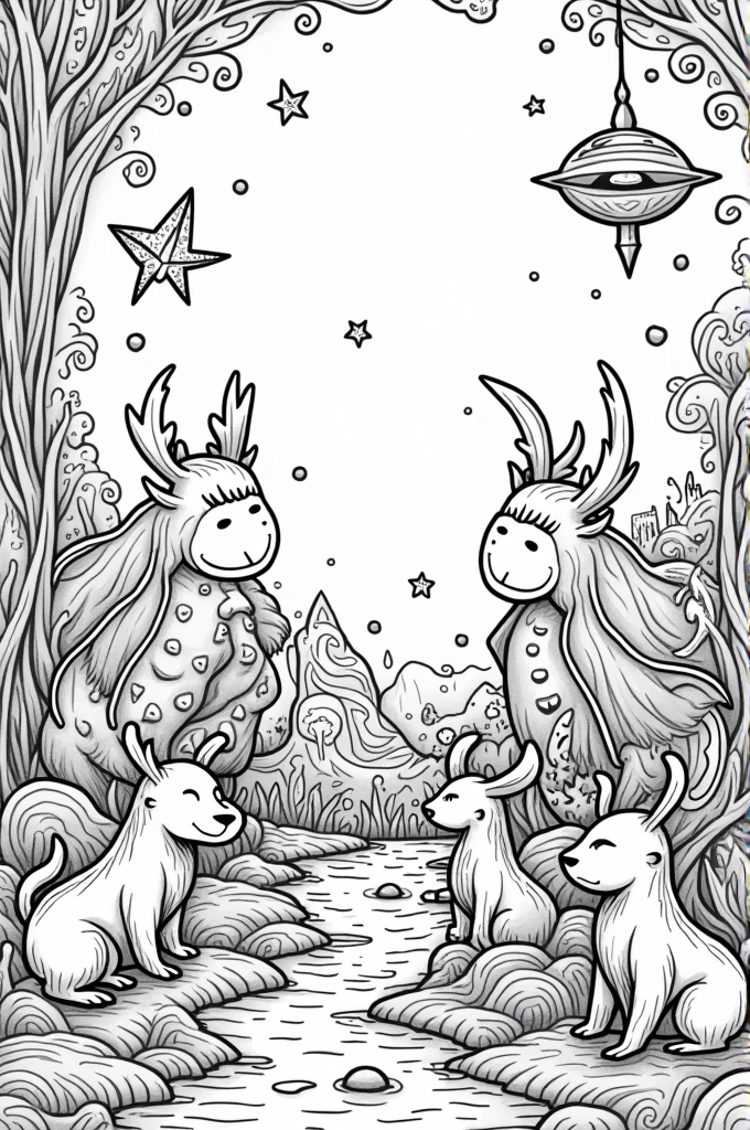 Coloring book black and white image