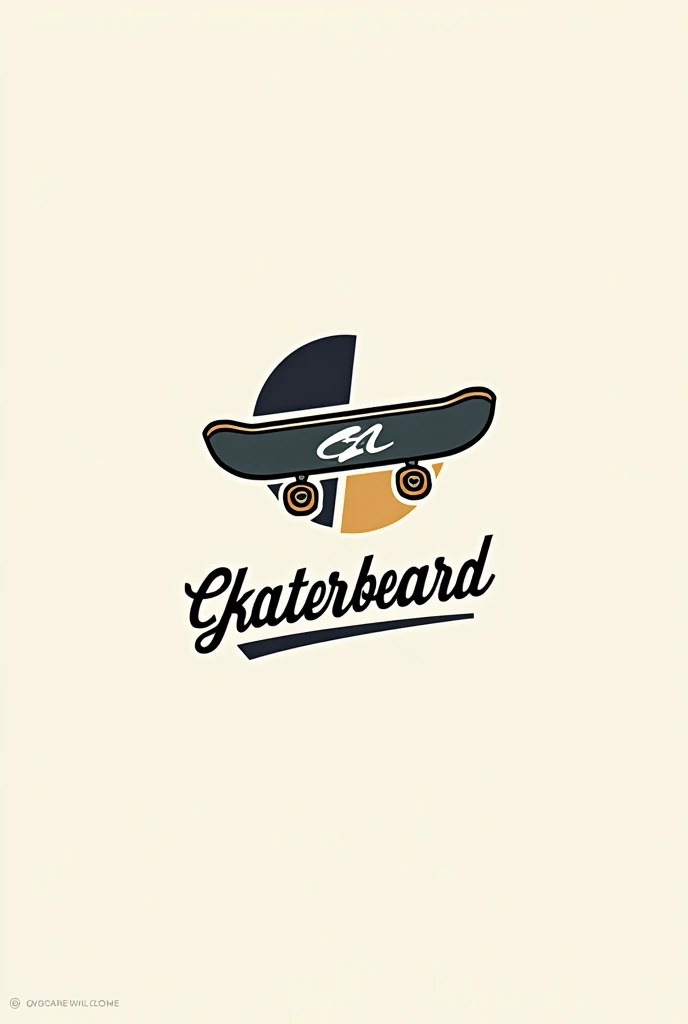 create a logo with image and text of a skateboard business that only has a skateboard and the name