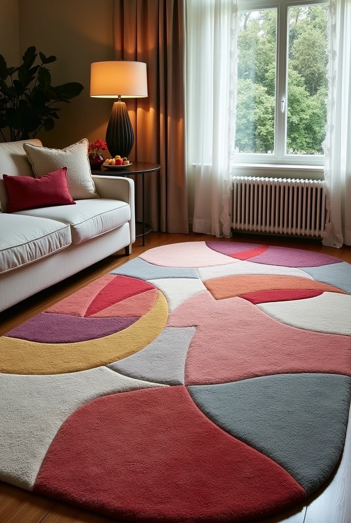 Rugs with tufting technique , irregular round rug for living room organic designs sophisticated ,luxurious colorful various models