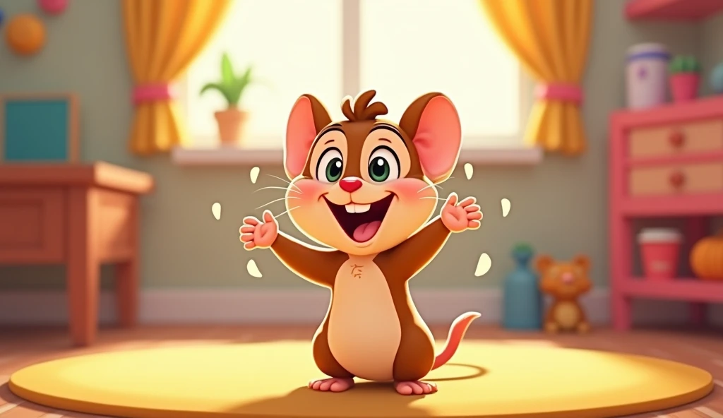 Tomorrow we’ll play again,” Squeaky said with glee. image should be in cartoon theme.