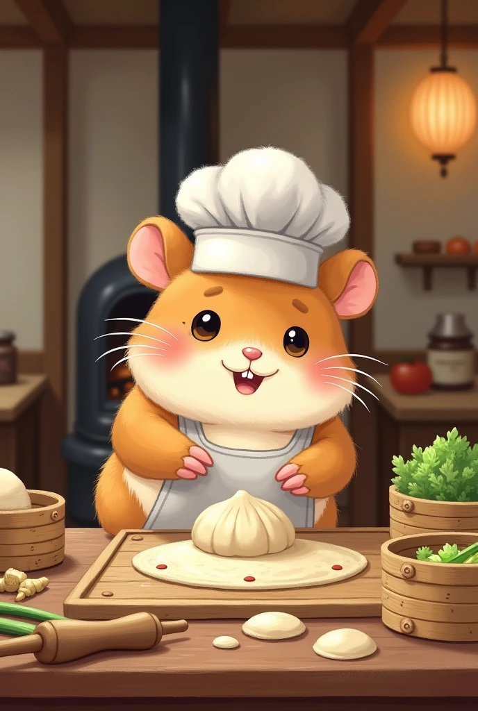 Hamster as a momo cook
