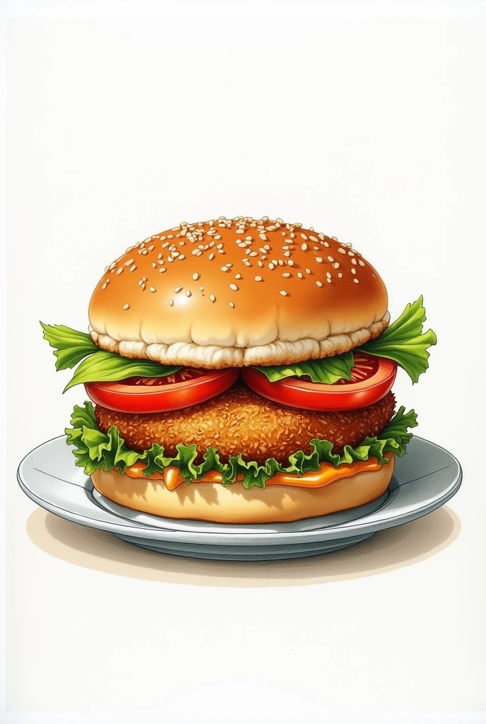 Chicken burger drawing sheet