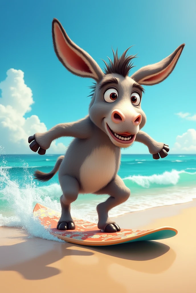 Clumsy donkey surfing