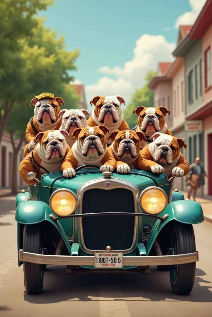 Give me 10 bulldog with car pic