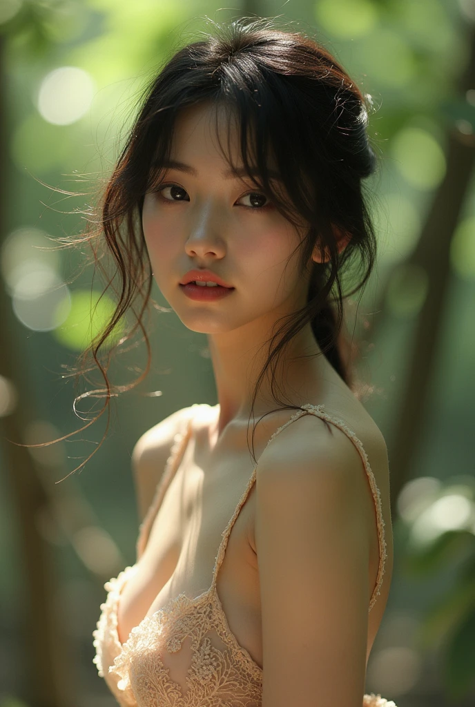 Beautiful Japanese girl without a bra