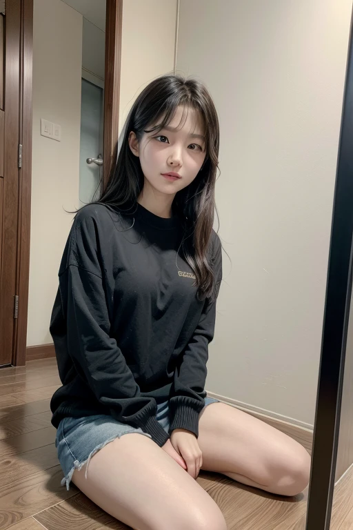 Create a realistic Korean female boot mobile photo with mobile expressions for automated answering
