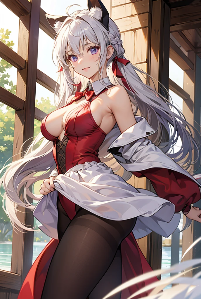 ((masterpiece)), ((Best quality)), (high resolution), (illustration), (an extremely delicate and beautiful), (ultra detailed beautiful face and eyes), nsfw, 1girl, leaning forward, YukineChris, long hair, purple eyes, twintails, low twintails, ahoge, large breasts, fishnet pantyhose, red a bow tie, volumetric lightning,
detailed skin texture, detailed, volumetric shadow, anime screencap,Highest quality, Sorceress, ancient babylonian nobility, ((tan skin:1.2)), (brown skin color),Long hair, twin braids, hair ornament, wine colored hair, smile, Below average size breasts, bare shoulders, (underboob:0,Red leotard)clothes get torn、Cross your arms、Wide-open legs、Standing with your legs apart、front、Leg spread、Groin、bikini、Two Piece、Yukine Chris、Symphogear、Wet、lake、lake畔、shrine、Bi、紺Bi
8K, masterpiece, Best_quality, high_resolution, ultra_details, detailed, 1girl, 独奏, looking_at_viewer, upper_body, braid, blurry, bangs, white_hair, blurry_background, collared_shirt, church, Blue_dress、hair_ribbon, hair_between_eyes,
sidelocks,depth_of_field,light_particles,sun_shine,snow、french_braid, Alphonse Mucha Style, sharp focus, perfect hands, perfect face, perfect eyes, perfect light, dynamic light, natural light, Masterpiece, Best quality,