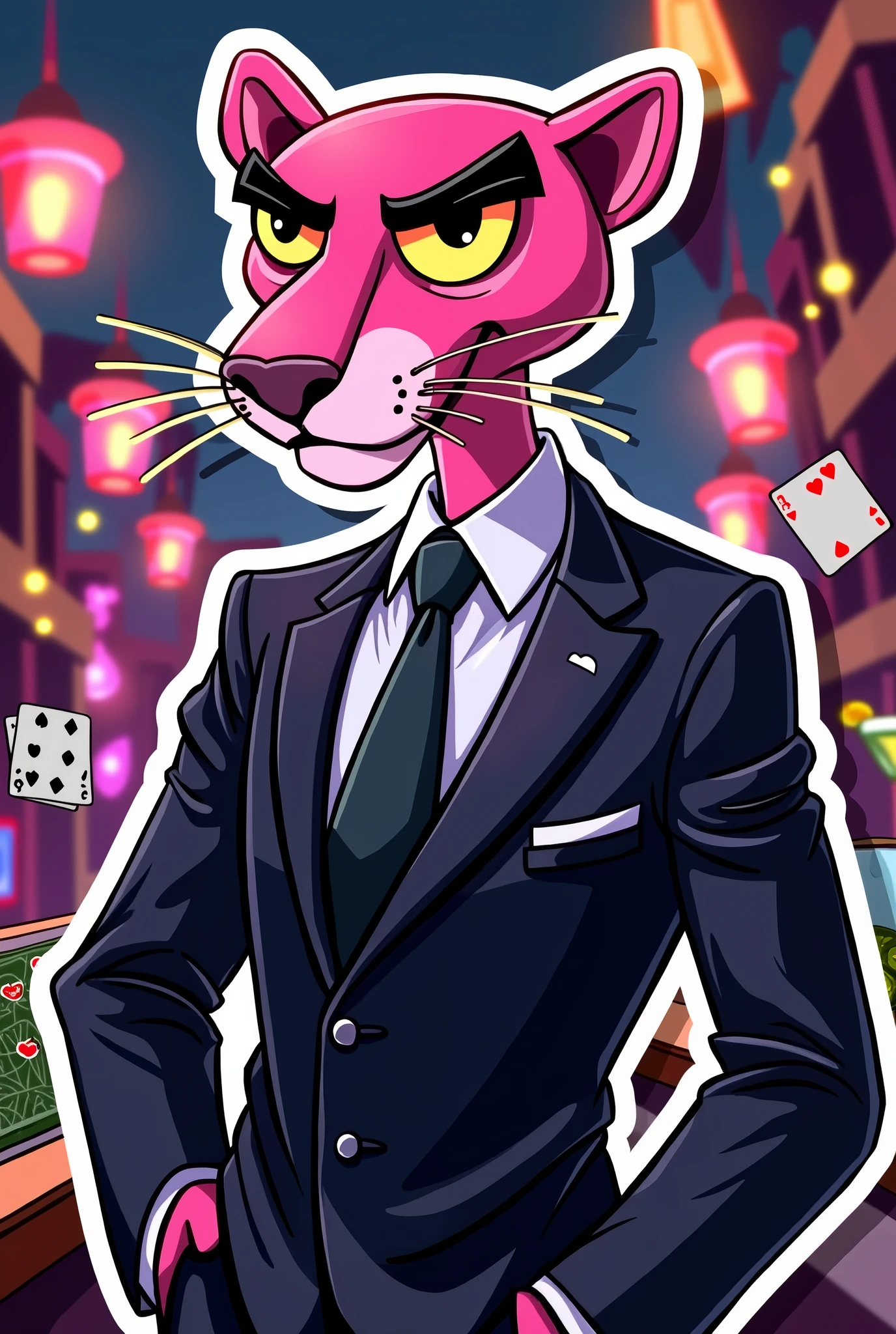 Sticker of the mafia and party-loving Pink Panther