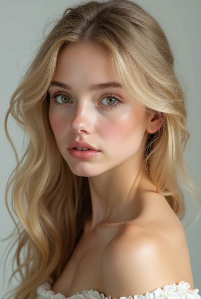 Nice blonde woman with period face(no back ground)realisitic