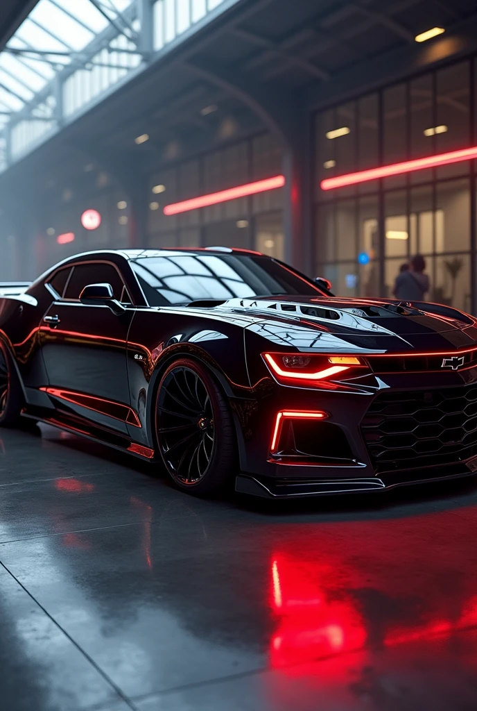 Camaro ZL1 black red leds with chrome wheels with High resolution,