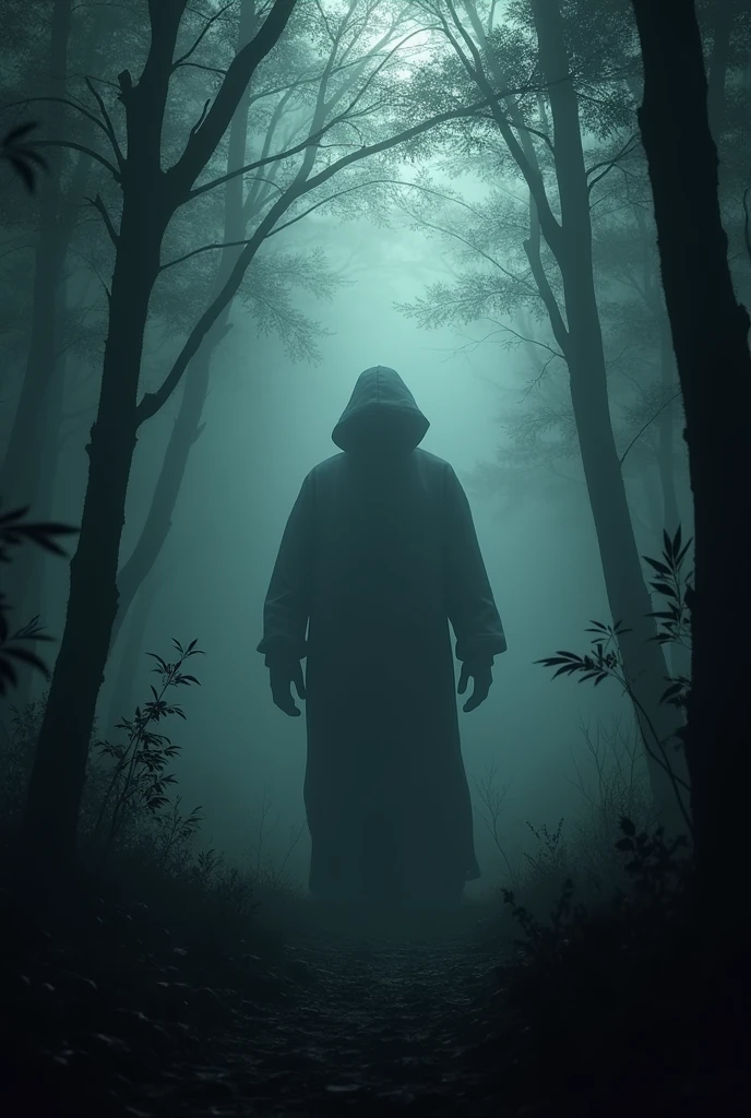 creates an image of the case of a serial killer in Traslasierras whose identity is still unknown and who terrorizes the towns as if it were a realistic photograph of a figure in a forest