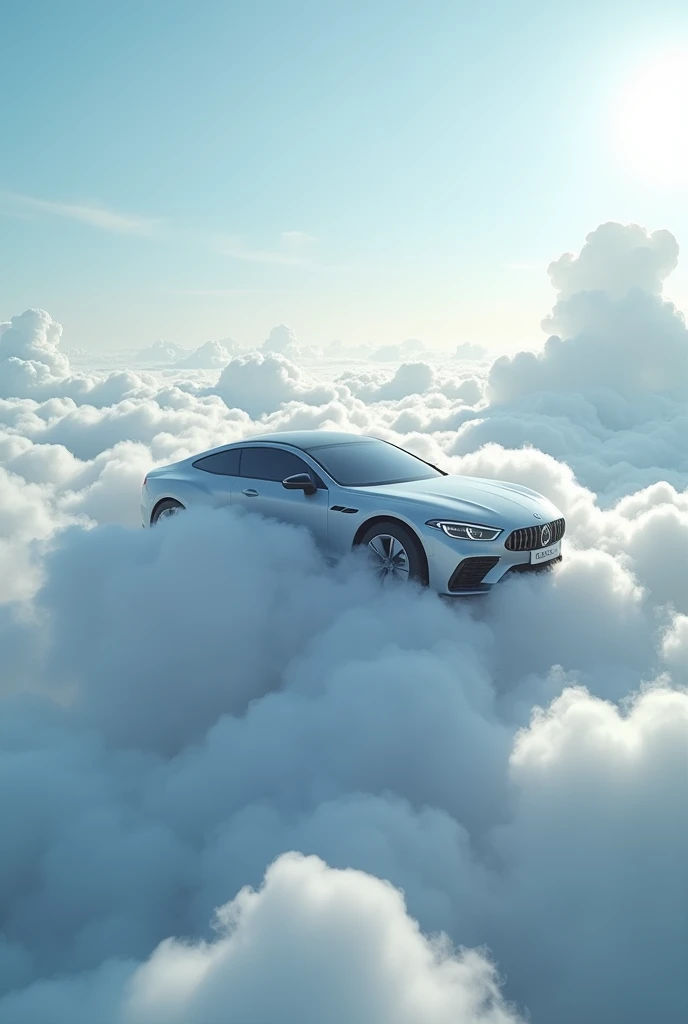 car in the sky with clouds around