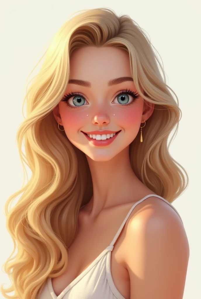 Friendly blonde woman with a happy period face(no back ground) realisitic!!!!!!!