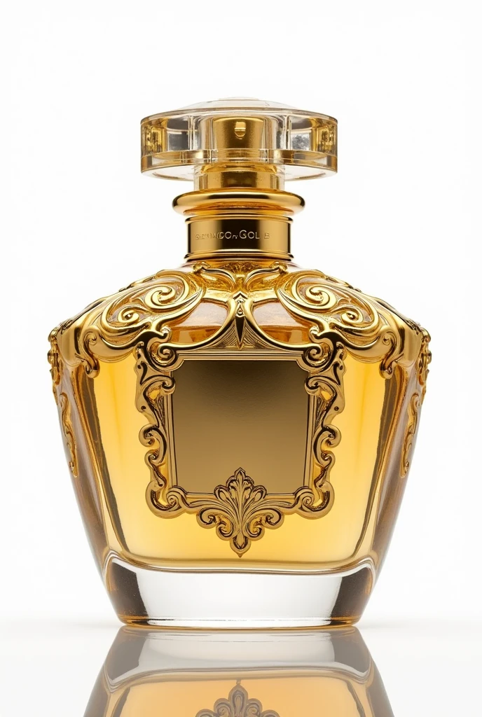 a perfume on a white background with lots of gold and nobility