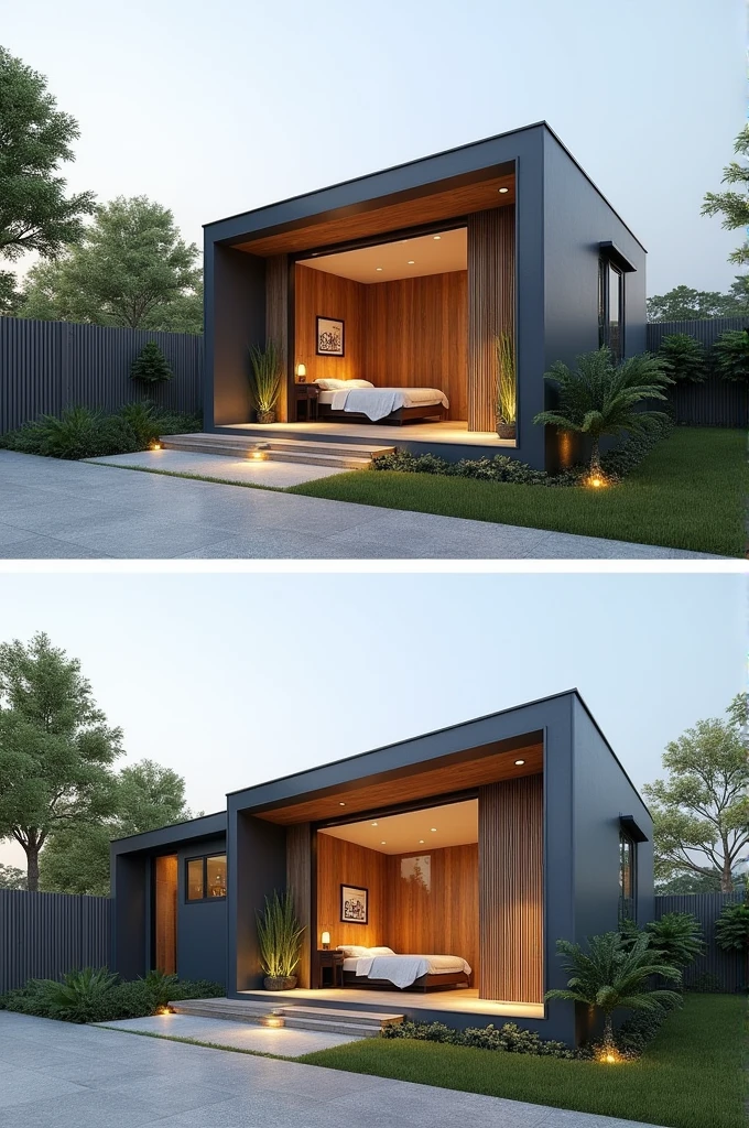 Create a plan for a two-bedroom house on a plot of land measuring 9 by 12 meters