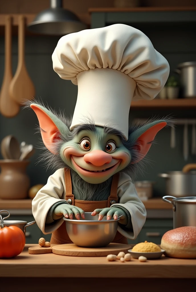 Troll with chef hat cooking 