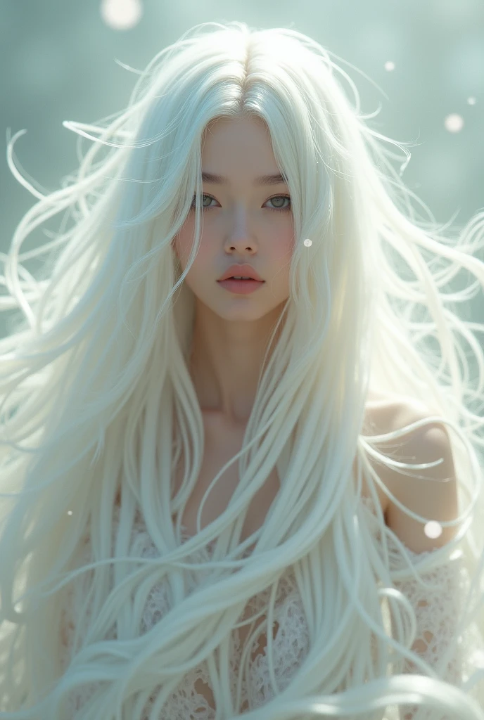 Long white hair