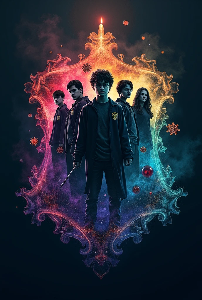 I want you to create a covirnal HD emblem logo of the harry potter cast