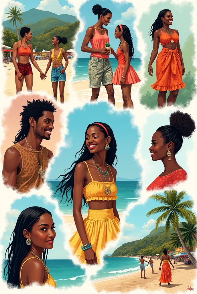 Can you make me 10 drawings that characterize the Caribbean region?