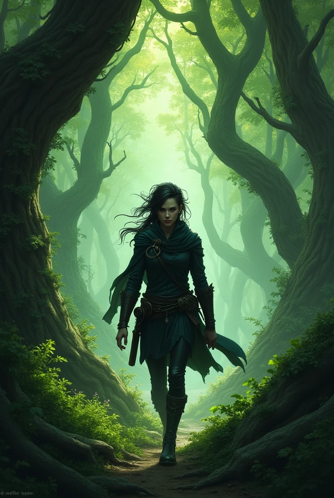 Dark haired forest half-elf, in thief&#39;s clothes 