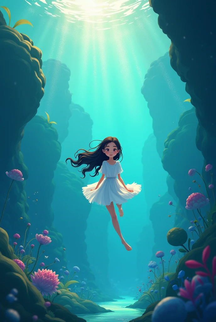 Girl in the water two-dimensional animation