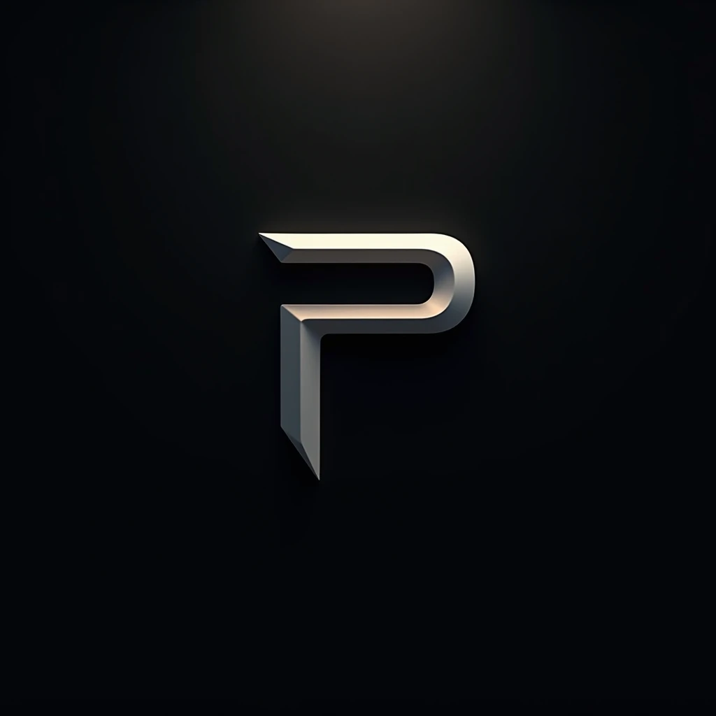 logo with the letter p, black background 