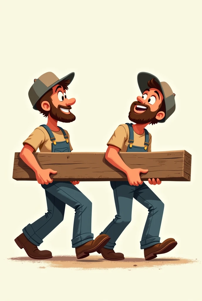 two man cartoon version, carrying wooden plank, brother’s desing escrito 