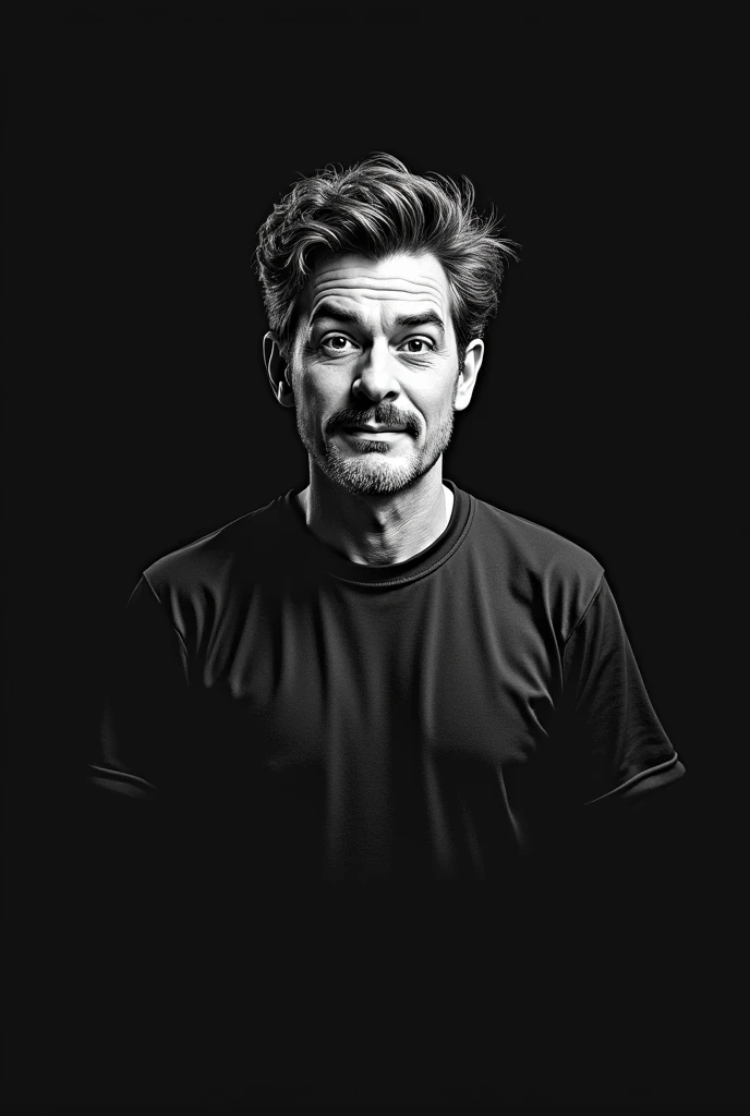 Create a black and white mockup for a black t-shirt with the theme Mr. Madruga from the Chaves series