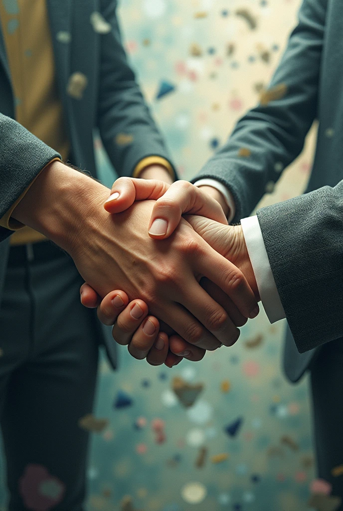 Just hands together of team with distorted background