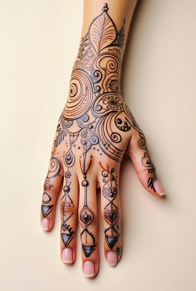 generate more modern Arabic mehndi design on hand