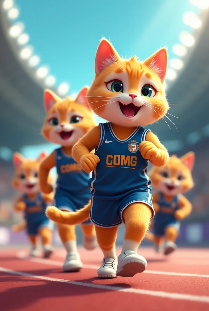 The main character, a cat, is heading to the venue for a sports event with his cat friends.。Cats in uniform、Each person&#39;s name is written on the back。Demonstrating the results of hard work、I&#39;m attending a competition

