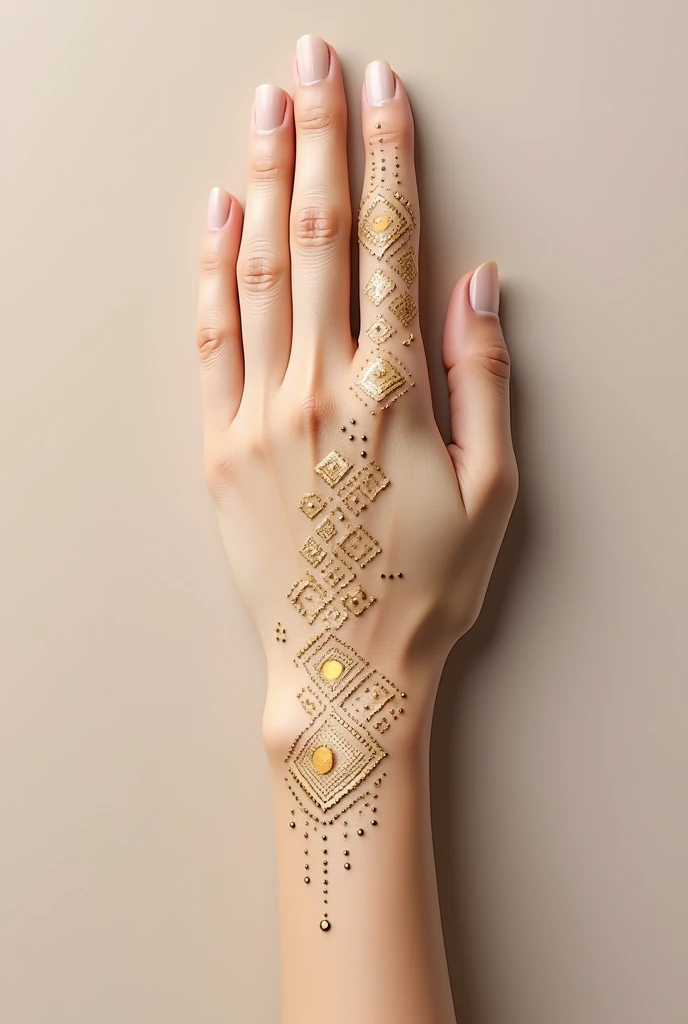 generate modern Gol Tikki mehndi design on hand