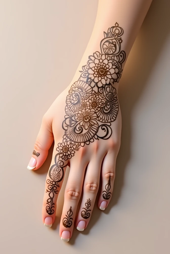 generate modern Karwa Chauth Special mehndi design on hand