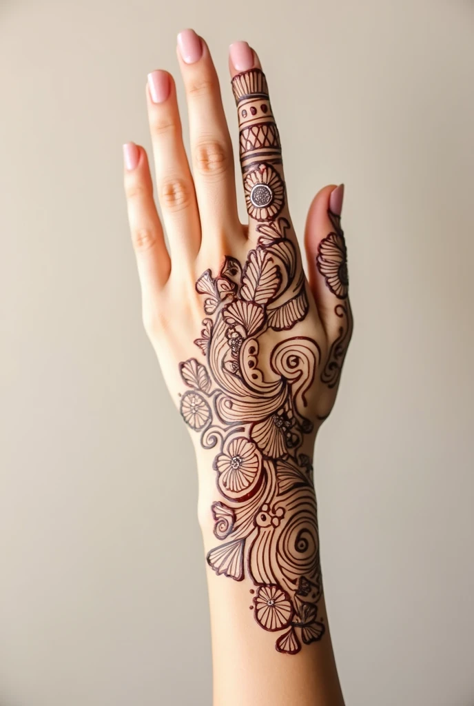 generate more modern Arabic mehndi design on hand