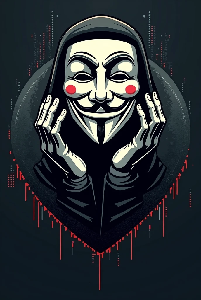 Logo for hacker with the world of anonymous hands