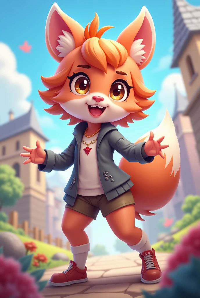 Furry anime cartoon character girl game design not realistic art