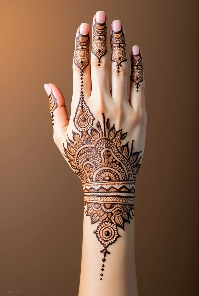 generate Gol Tikki mehndi design on hand