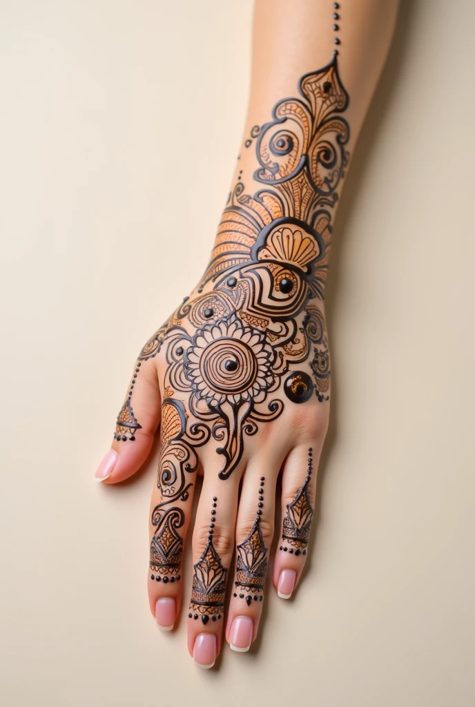 generate more modern Arabic mehndi design on hand