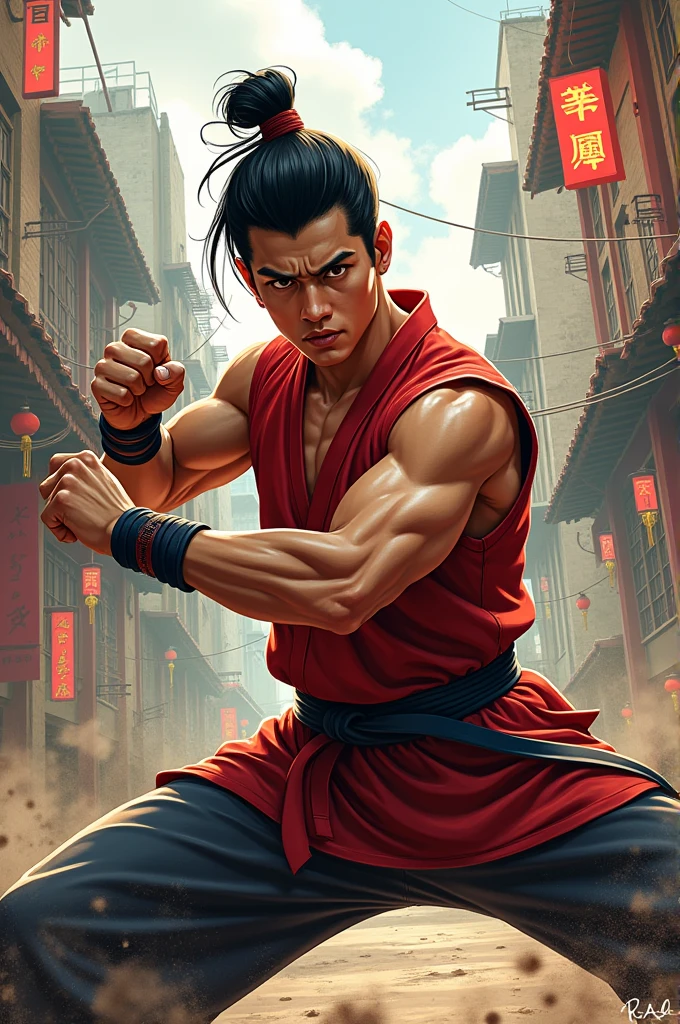 A 20 year boy fighting,china,comic image