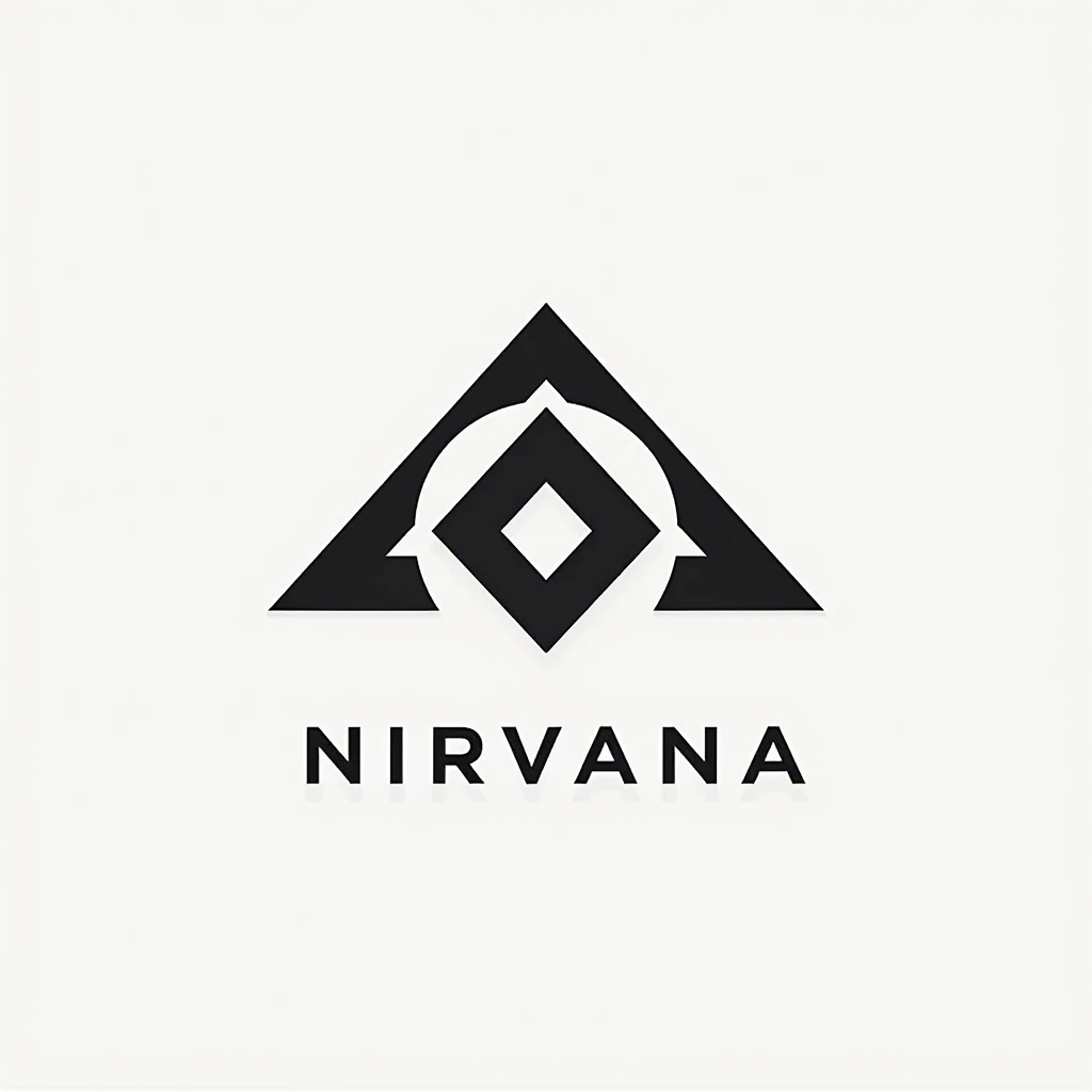 Geometric Logo: A clean, geometric logo for "its_nirvana__". Use a modern, sans-serif font for the name, with the text integrated into a series of interconnected shapes like triangles, circles, or hexagons. Stick to a bold, monochrome color palette with sharp contrasts to give the logo a strong, impactful presence.