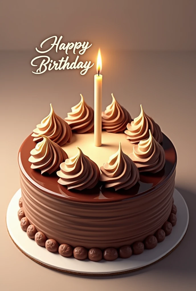 create a birthday very delicious chocolate cake written ''Hassan RaQeeb happy birthday'' the cake is chocolate and Vanilla with one candle.. the date is 22 November.