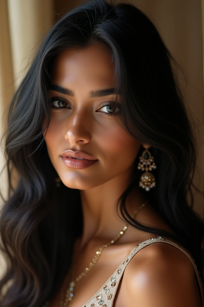 Here’s the description in English:
"A super perfect, beautiful woman, resembling a gorgeous Indian woman with long, shiny black hair, very perfect eyes, and a model-like body."
Esta mensagem foi gerada por Nova - baixe-a gratuitamente:
https://novaappai.page.link/gxdeLF5bnaMQknRU9